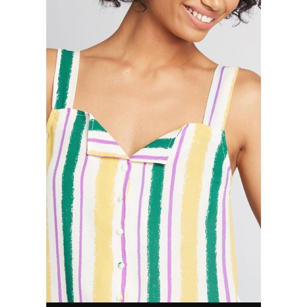 Modcloth One Affogato Button Up Top Wide Tank Straps XS - Picture 3 of 7